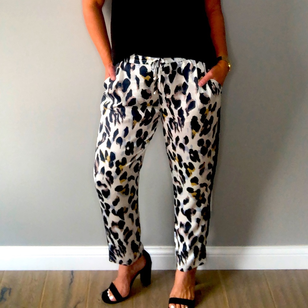 Leopard Print Satin Pants